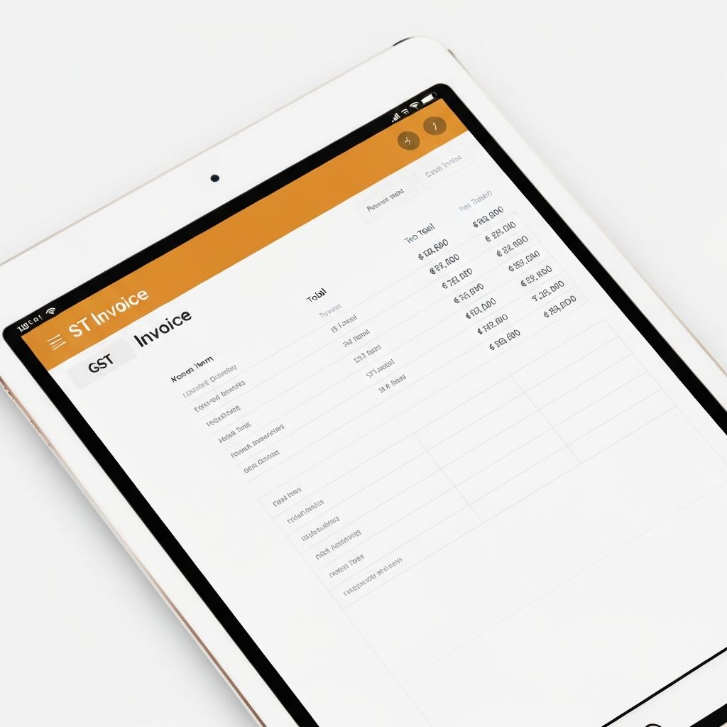evaLite GST invoicing interface showing a professional invoice with tax breakdown